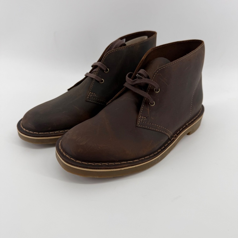 Clarks Chukka Boots Mens 7.5 Brown Shepton Beeswax Leather Desert Ankle Boots